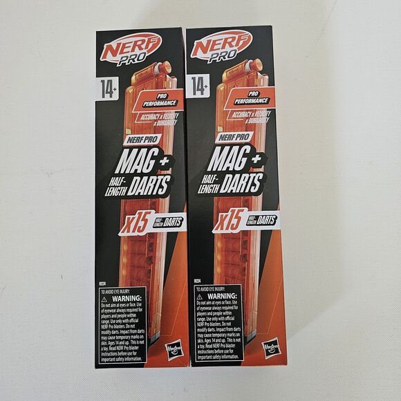 Nerf Pro Mag with 15 Half-Length Darts Magazine plus Refills **Lot Of 2** - Picture 1 of 5